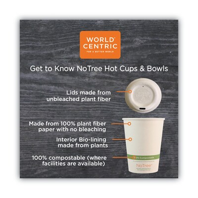 World Centric No Tree Sugarcane Bowl, 32 oz., Natural, 500/Carton (WORBOSU32)