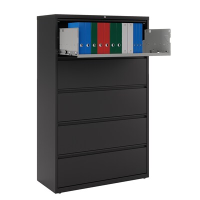 Quill Brand® HL8000 Commercial 5 File Drawers Lateral File Cabinet, Locking, Black, Letter/Legal, 42"W (21748D)