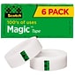 Scotch Magic Tape Refill, 3/4" x 36 yds., 1" Core, 6 Rolls/Pack (MMM8106PK)