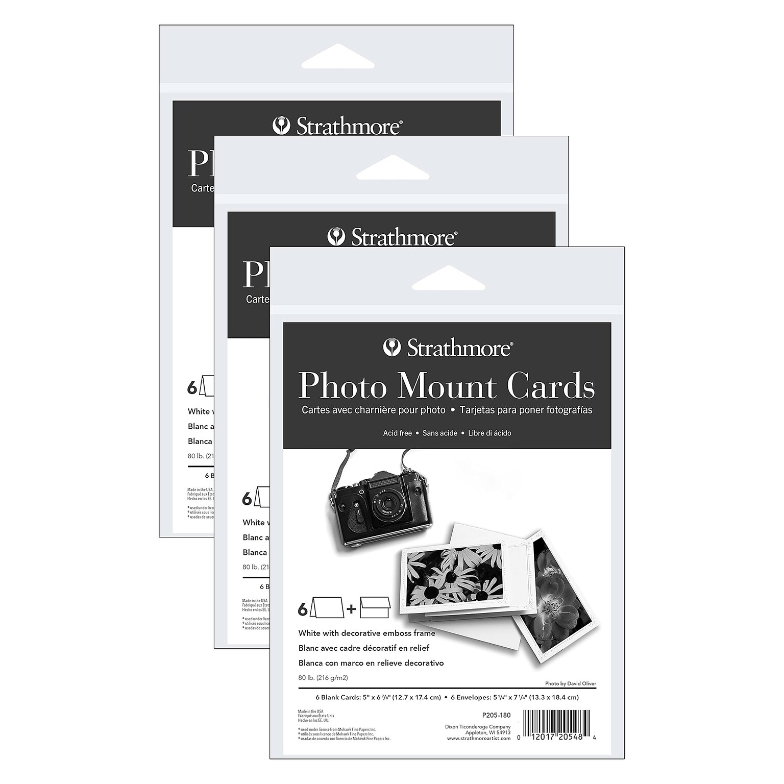 Strathmore Photo Mount Cards & Envelopes,  6.875 x 5, White, 6/Sheets, 3/Bundle (STTP205180-3)