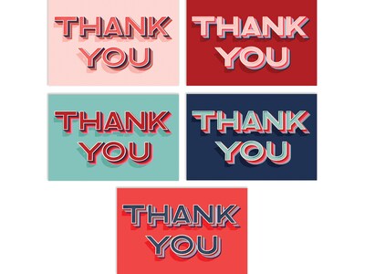 Better Office Thank You Cards with Envelopes, 4 x 6, Assorted Colors, 100/Pack (64525-100PK)