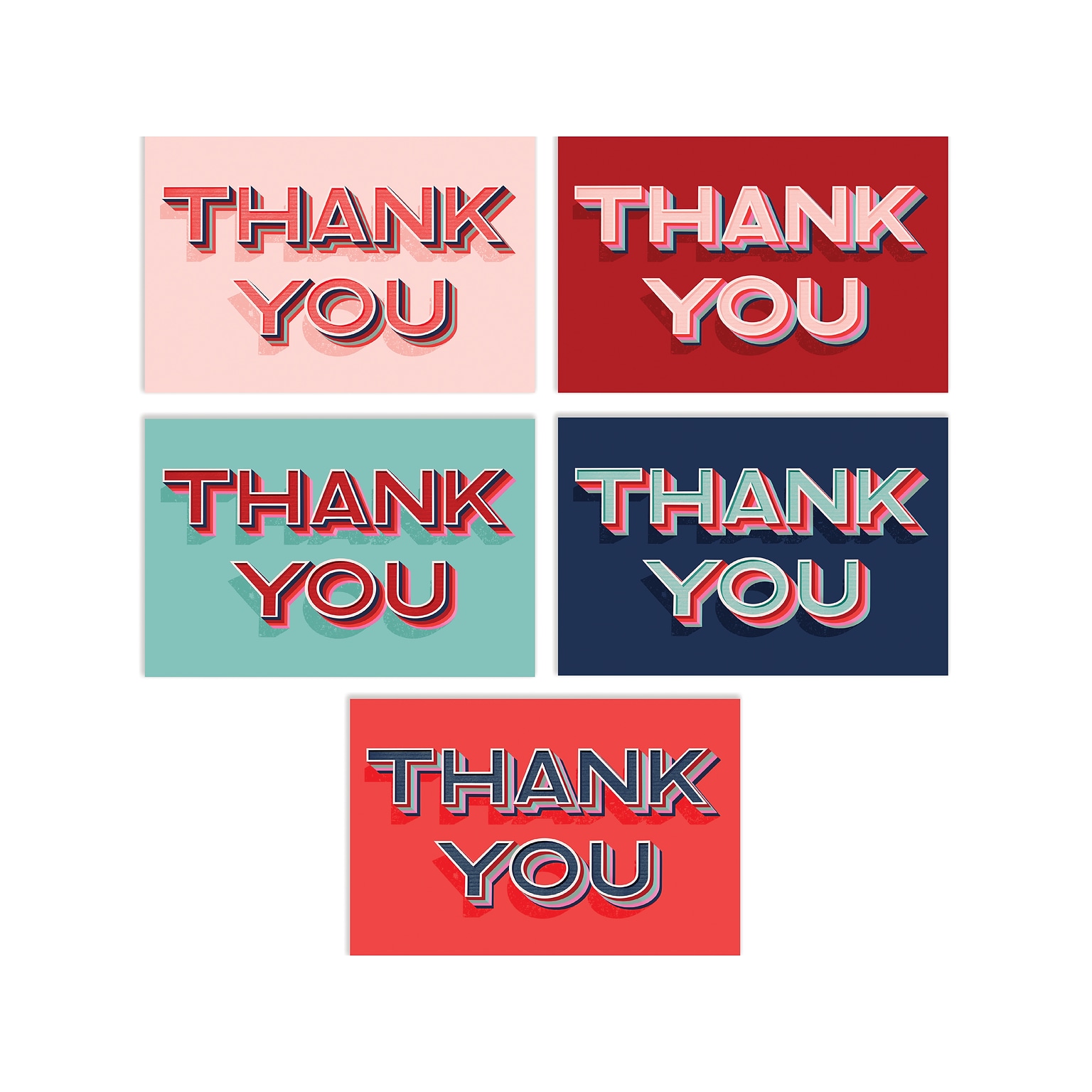 Better Office Thank You Cards with Envelopes, 4 x 6, Assorted Colors, 100/Pack (64525-100PK)