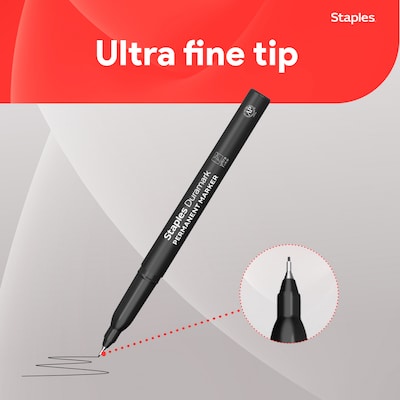 Staples Duramark Permanent Marker, Ultra Fine Tip, Black, Dozen (ST62927)