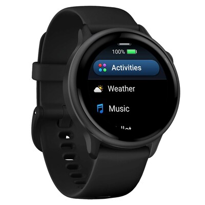 Garmin vívoactive 6 Fitness-Tracking AMOLED Smartwatch with Silicone Band, Slate Black (010-02985-00)