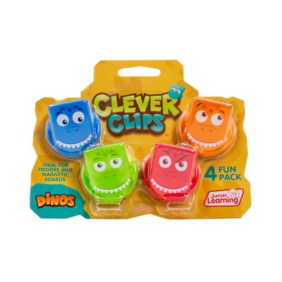 Junior Learning Magnetic Clever Clips, DinoClips, 4/Pack (JRL729)