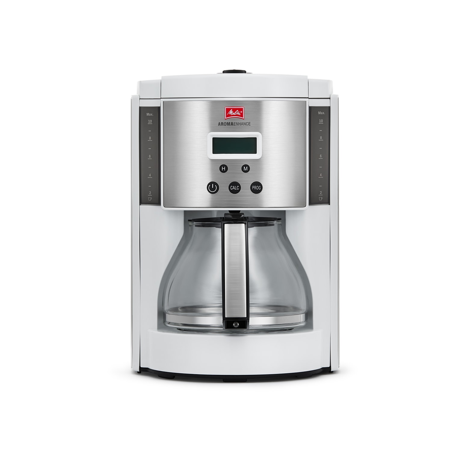 Melitta Aroma Enhance 10-Cups Automatic Drip Coffee Maker, White/Stainless Steel (MCM003PULWH0)