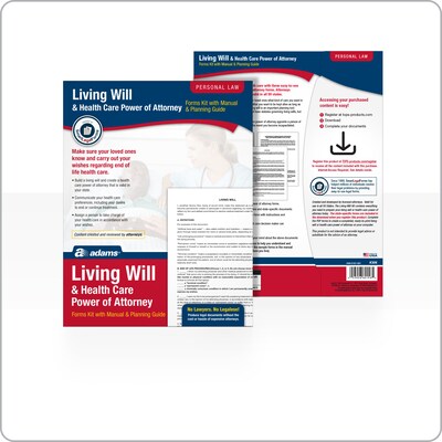 Adams Living Will & Health Care POA Forms and Instructions Kit, 11.69" x 8.88" (ABF K306)