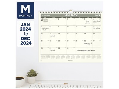 2024 AT-A-GLANCE Recycled 15" x 12" Monthly Wall Calendar, Off-White/Gray (PMG77-28-24)