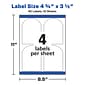 Avery Print-to-the-Edge Laser Labels, 3-1/2" x 4-3/4",White, 4 Labels/Sheet, 10 Sheets/Pack, 40 Labels/Pack (22826)