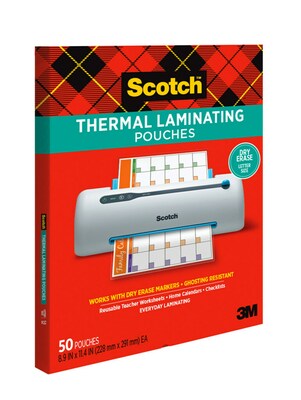 Scotch Thermal Laminating Pouches, Letter Size, 3 Mil, 50/Pack (TP3854-50DE)