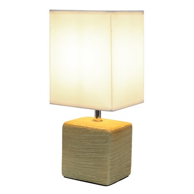 Simple Designs Petite Faux Stone Table Lamp Fabric Shade, Beige with White Shade (LT2072-BGE)