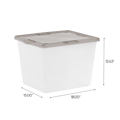 Iris 36 Quart Snap Top Plastic Snap Closure Storage Bin, Clear, 6/Pack (585105)