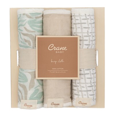 Crane Baby Cove Baby Burp Cloth Set, 3-Piece, Beach Life (BC-160BCS-1)