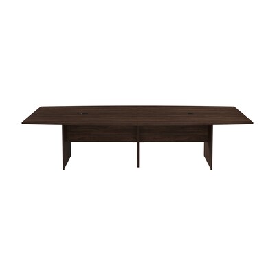 Bush Business Furniture 120W x 48D Boat Shaped Conference Table with Wood Base, Black Walnut (99TB12
