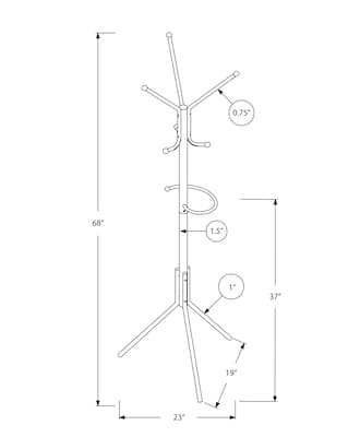 Monarch Specialties Inc. Coat Tree, Silver, Metal (I 2163)