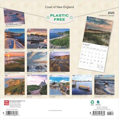 2025 BrownTrout Coast of New England 12 x 12 Monthly Square Wall Calendar (9781975474669)