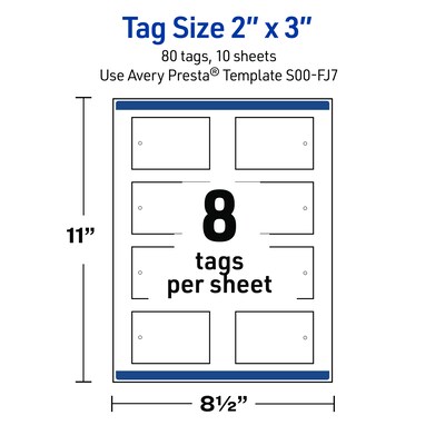 Avery 3" Blank Price & Merchandise Tags, White, 80/Carton (S00-FJ7-PRMWT10)