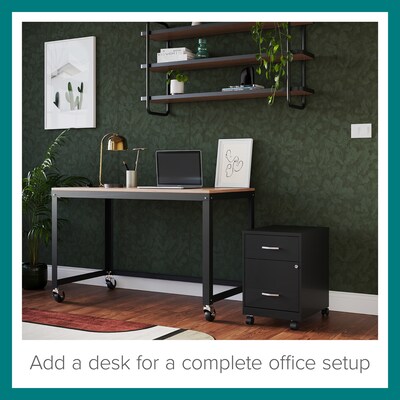 Space Solutions 18" 2-Drawer Mobile Vertical File Cabinet with Accessory Drawer, Letter Width, Black (25707)