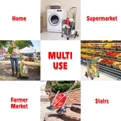 Dbest Stair Climber Cruiser Cart Sport Foldable Grocery Cart, Silver (01-936)