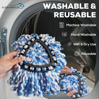 BISON LIFE Kleen Handler Microfiber Spin Mop Head Refill, Blue, 24/Pack (BPES-SPM-MFR-BL-L-1-24A)