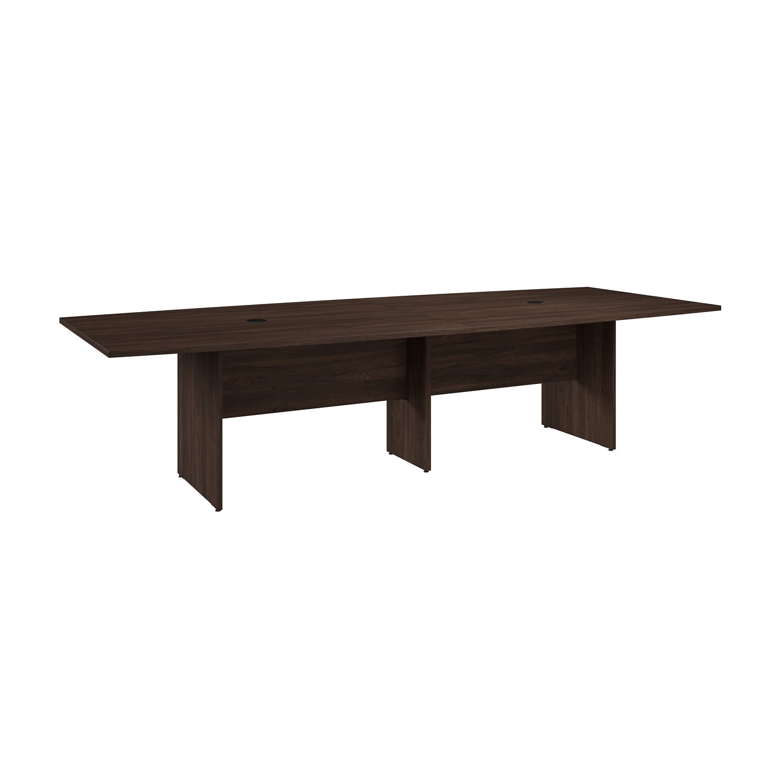 Bush Business Furniture 120W x 48D Boat Shaped Conference Table with Wood Base, Black Walnut (99TB12048BWK)
