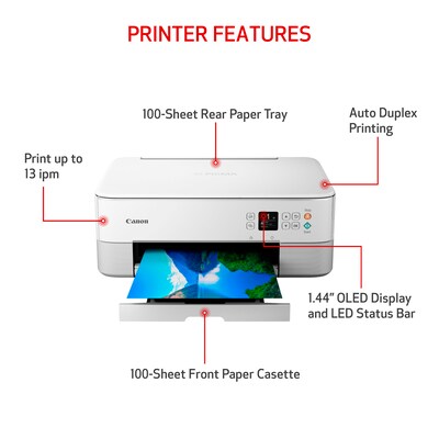 Canon PIXMA TS6420a Wireless Color Inkjet Printer, All-In-One, Print, Scan, Copy (TS6420A WHITE)