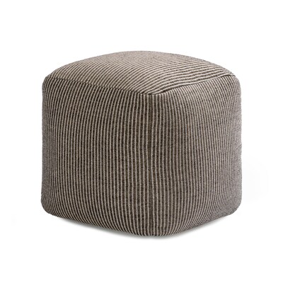 Anji Mountain Madison Ivory Mocha Bisque Fabric Square Pouf Ottoman (AMBPF104-1818)