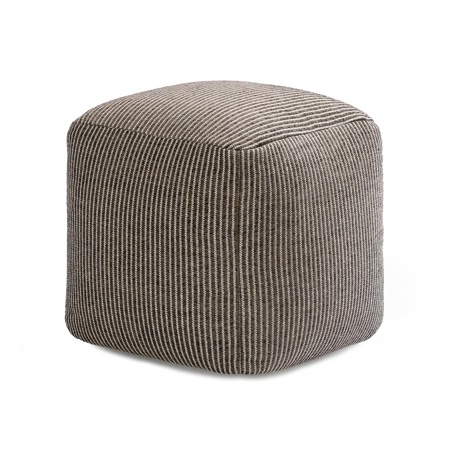 Anji Mountain Madison Ivory Mocha Bisque Fabric Square Pouf Ottoman (AMBPF104-1818)