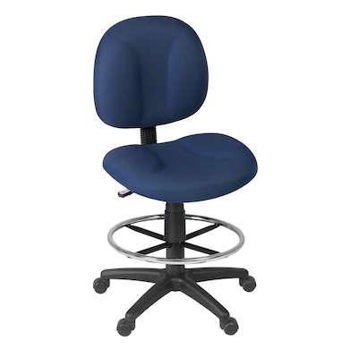 Regency Comfort Series Armless Fabric Drafting Chair with Footrest and Lumbar Support, Navy Blue (105-DK-NV)