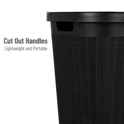 Mind Reader 15.85-Gallon Hamper with Lid, Plastic, Black (60FABHAMP-BLK)