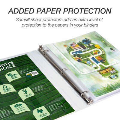 Samsill Earth's Choice Plant-Based  Durable 1/2" View Binder, 3-Ring , Made in USA, White (18917)