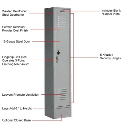 Global Industrial Paramount 3-Tier 9-Door Locker, 36"W x 15"D x 78"H, Gray (238234GY)