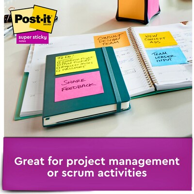 Post-it® Super Sticky Full Stick Notes, 3" x 3", Rio de Janeiro Collection, 25 Sheets/Pad, 16 Pads/Pack (F330-16SSAU)