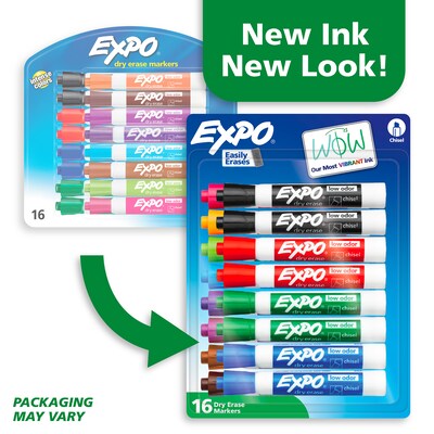 Expo Dry Erase Markers, Chisel Tip, Assorted Colors, 16/Pack (81045)