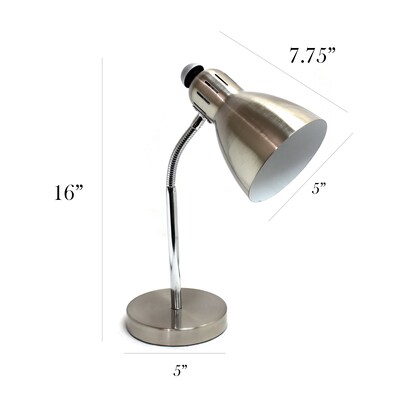 Simple Designs Semi-Flexible LED Desk Lamp, 16", Brushed Nickel (LD1037-BSN)