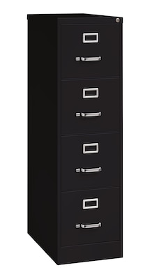Hirsh Commercial 4-Drawer Vertical File Cabinet, Letter Size, Lockable, 52H x 15W x 25D, Black (14116)