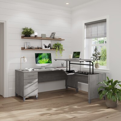 Bush Furniture Somerset 72"W 3 Position Sit to Stand L Shaped Desk, Platinum Gray (SET014PG)