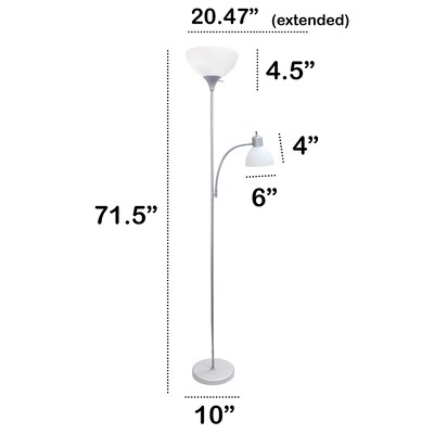 Creekwood Home Essentix 71.5" Floor Lamp with Dome Shade, Silver (CWF-3000-SL-LB)