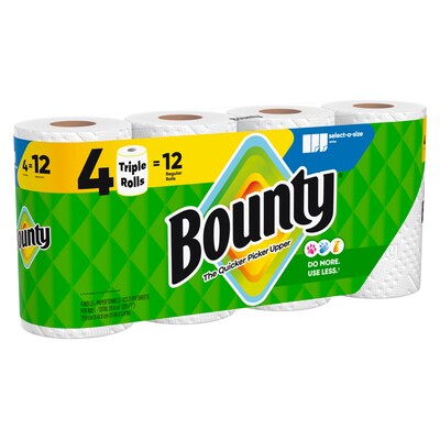 Bounty Select-A-Size Triple Roll Paper Towels, 2-Ply, 123 Sheets/Roll, 4 Rolls/Pack (06134)