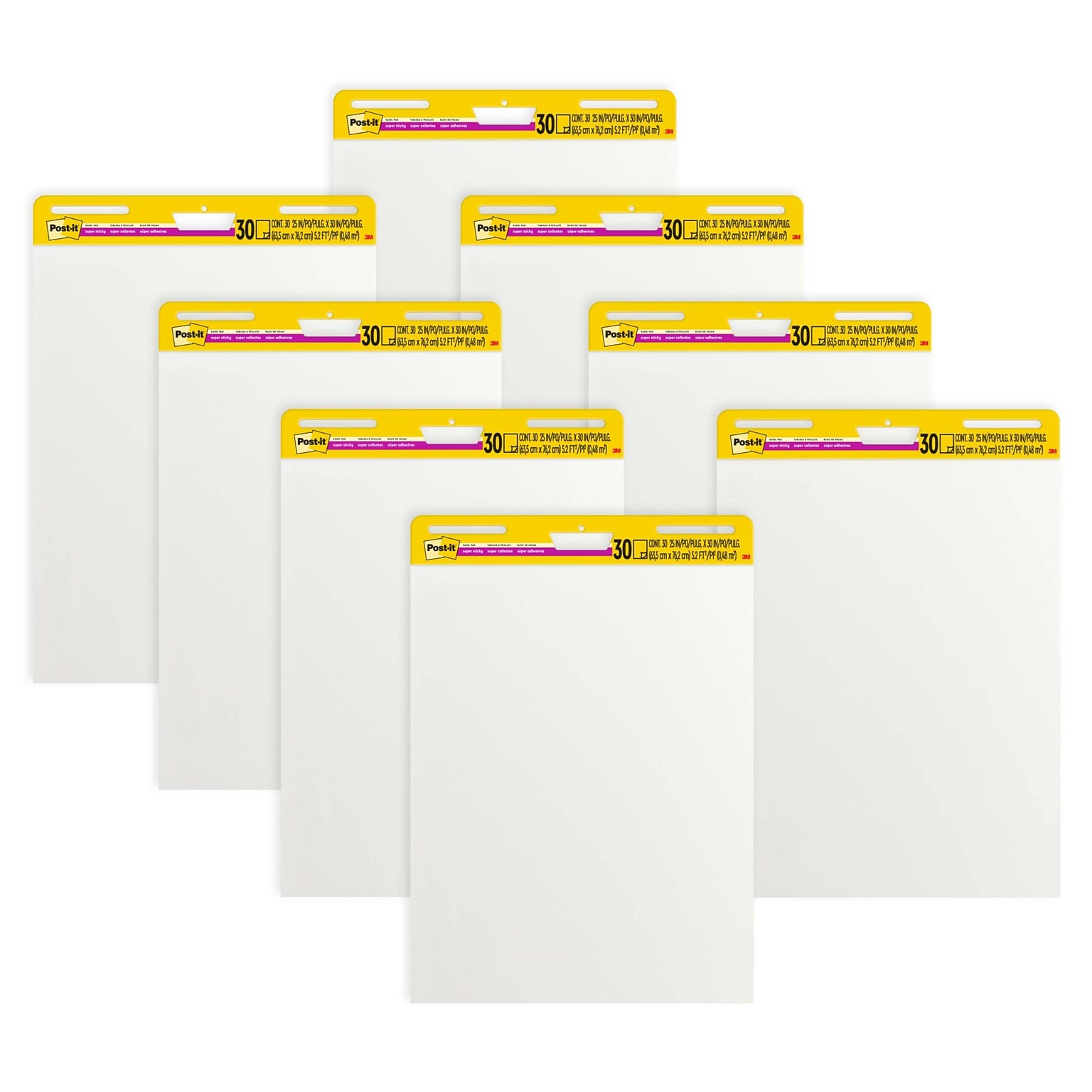 Post-it Super Sticky Easel Pad, 25 x 30, 30 Sheets/Pad, 8 Pads/Pack (559VAD8PK)