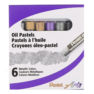 Pentel Arts Oil Pastels, Metallic, 6/Pack, 6 Packs/Bundle (PTAPHNM6-6)