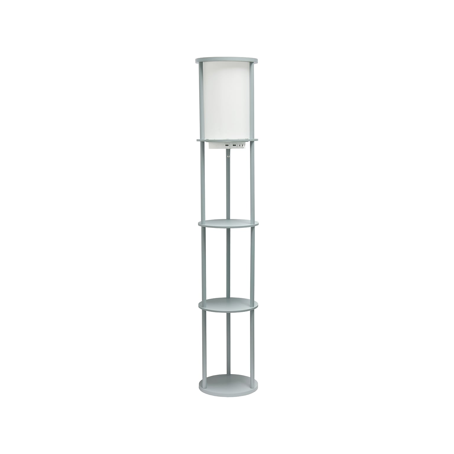 Simple Designs 62.5 Matte Gray Floor Lamp with Cylindrical Shade (LF2010-GRY)