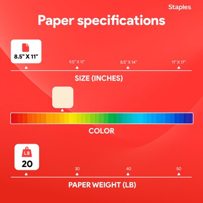 Staples Pastel Colored Copy Paper 8 1/2-Inch x 11-Inch Cream 500/Ream