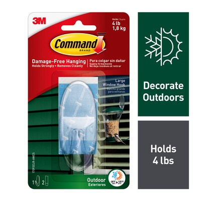 Command™ Outdoor Large Window Hook, Clear (17093CLR-AWES)