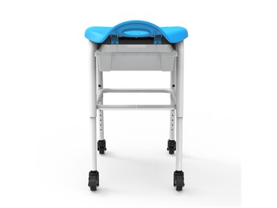 Luxor Plastic/Steel Adjustable-Height Classroom Stool with Wheels and Storage, Blue/White (MBS-STOOL-2)