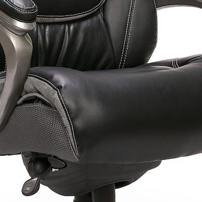 Serta Big & Tall Ergonomic Bonded Leather Swivel Executive Chair, Black/Silver (44951)