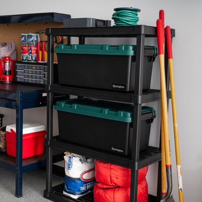 Iris Heavy Duty 60 Qt. Storage Bin with Latching Lid, Plastic, Black, 2/Pack (500334)
