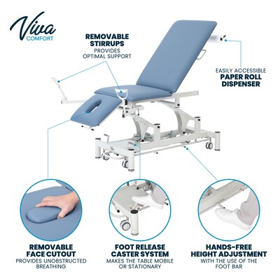 Viva Comfort Elite-Line Adjustable Treatment Table, 550 lbs. Capacity, Blue (ADIME903-01-MK)