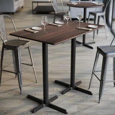 Flash Furniture Acadia Wooden Dining Table with X-Bases, 30"D x 48"W, Dark Brown/Black Base (ST3048WBRT2230B)