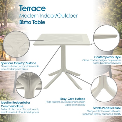 Regency Niche Terrace Square Bistro Table, 31.5"D x 31.5"W, White Down (TOB3131WH)